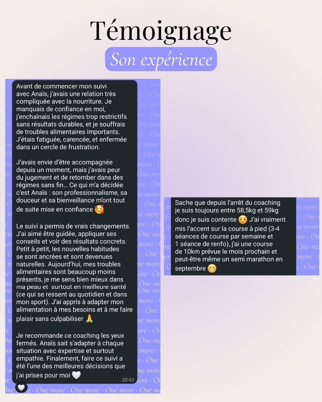 Témoignage : accompagnement suivi diète & mindset.