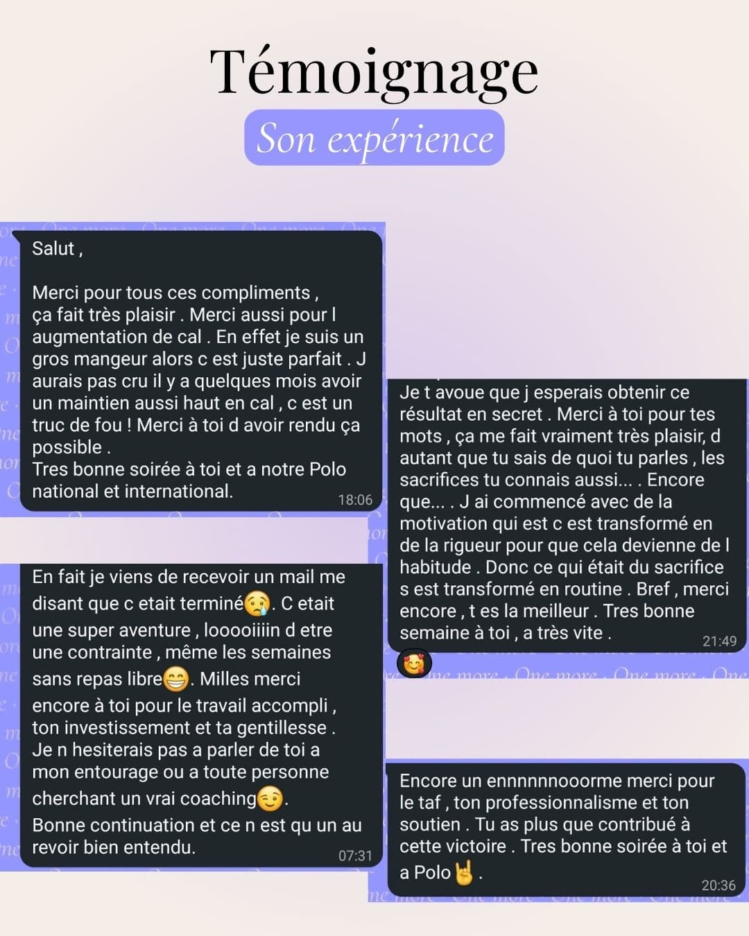 Témoignage : accompagnement compétiteur suivi diète & mindset.