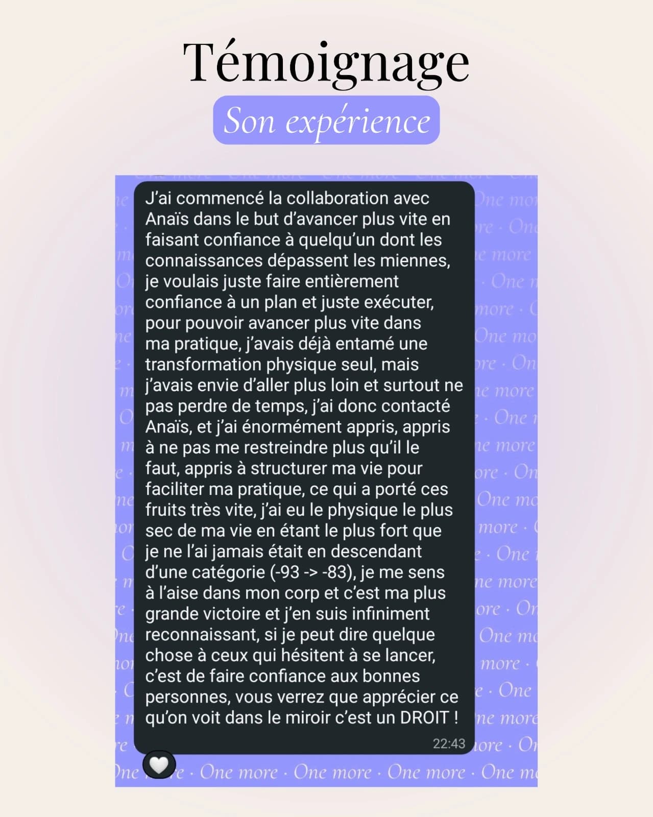 Témoignage : descendu d’une catégorie, de −93 kg à −83 kg, tout en gagnant en force et avec le physique le plus sec de sa vie.